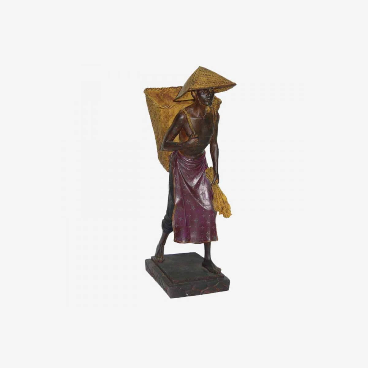 FIGURA DECORATIVA SEÑOR CON CESTO EN ESPALDA 14X21X44CM