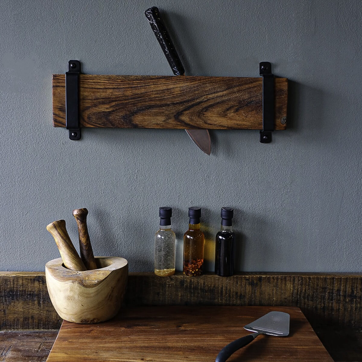 PORTA CUCHILLOS MADERA ACACIA 40X9X3.5CM