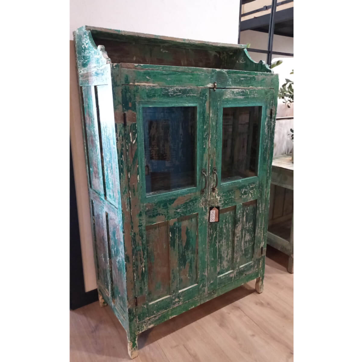 VITRINA/ALACENA CON CRISTAL CREAM GREEN 92X48X151,5CM