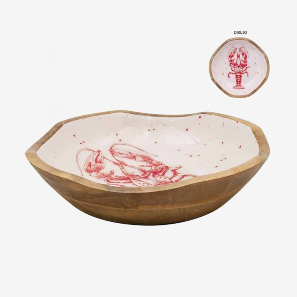 ENSALADERA MADERA LANGOSTA 30.5X30.5X7CM